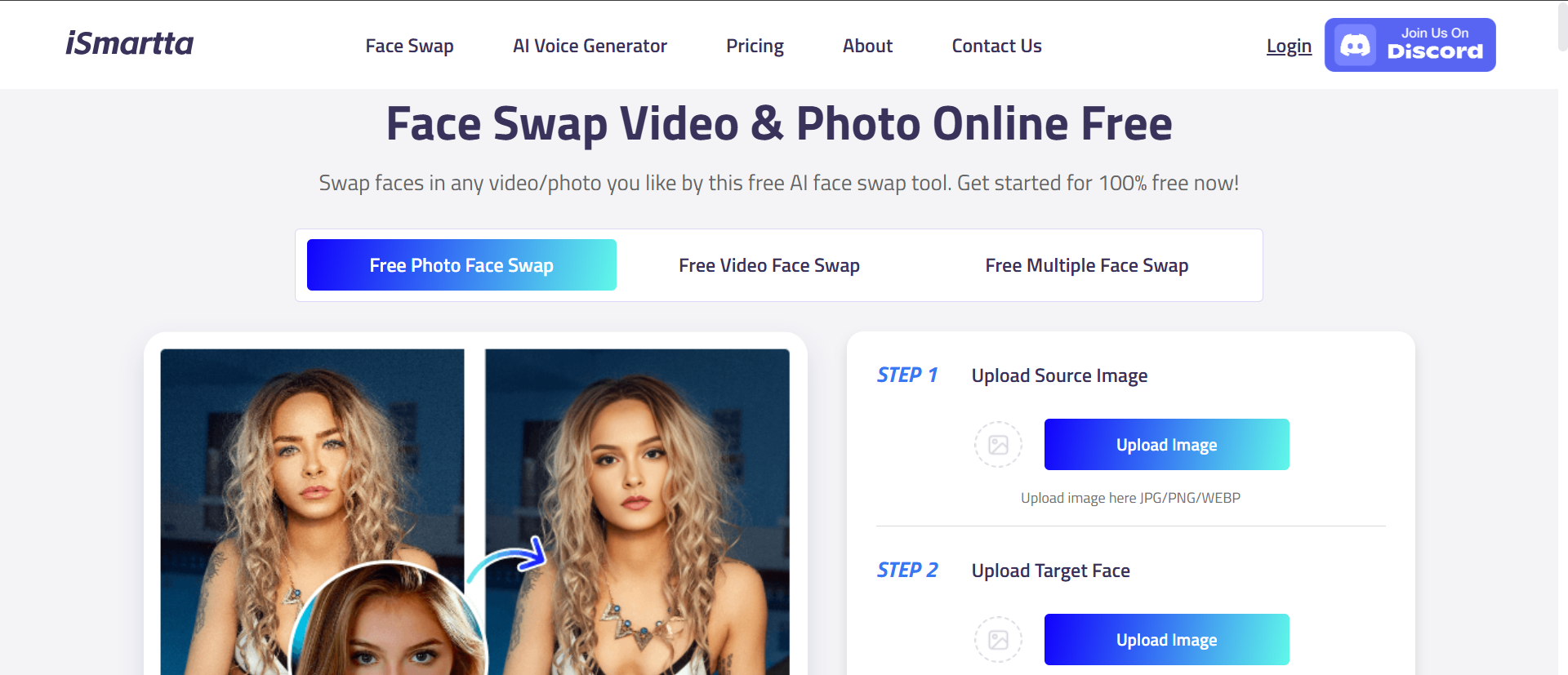 Ismartta AI Face Swap Example