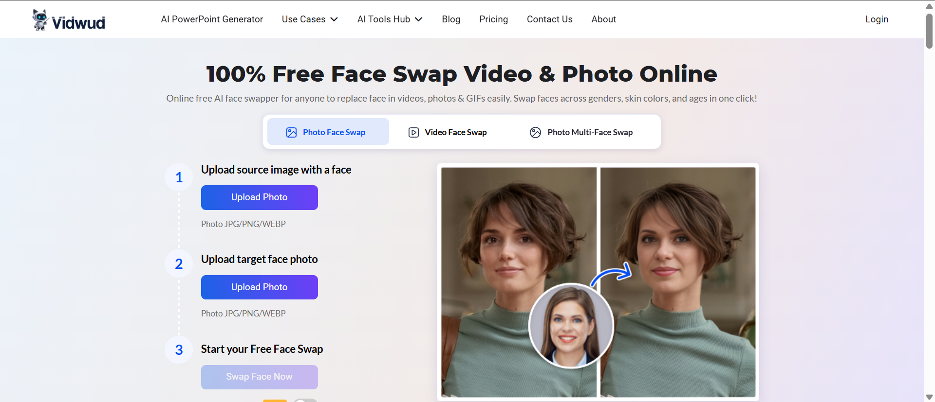 Vidwud AI Face Swap Example