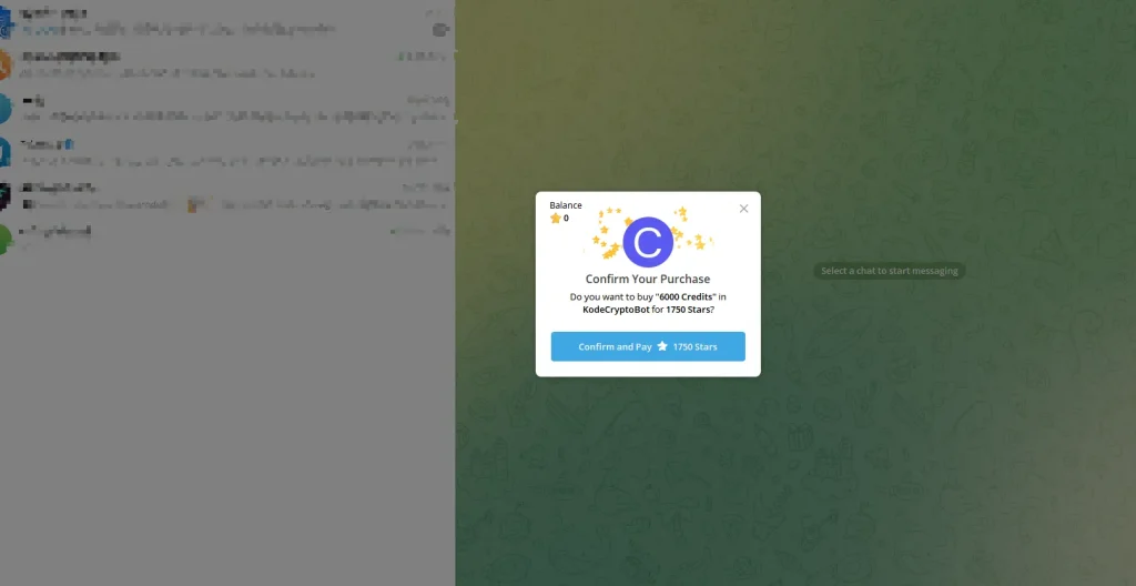 Voorbeeld van Telegram-betaalgegevens