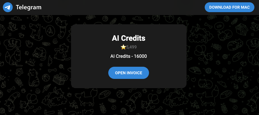 Telegram invoice met Open Invoice-knop