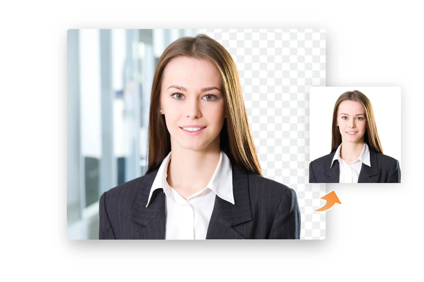 Change a portrait background to white with AI Headshot passport photo maker